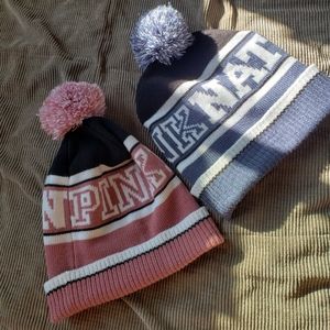 Set: 2 VS PINK Beanies w/ Pom